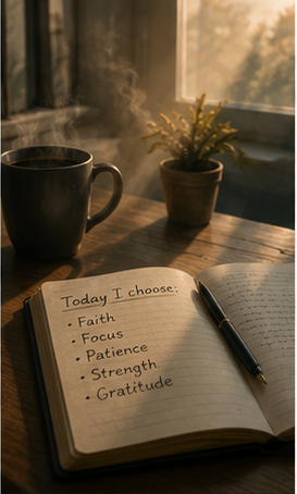 A journal open to a list of daily choices
